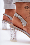 Stylish Decorated Sandals On Heel Gray SBarski MR1037-23