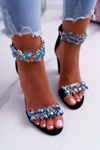 Lu Boo Black Zirconia Suede Lambada Sandals