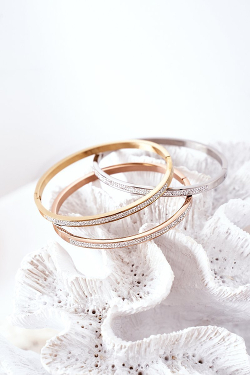 Steel Bracelet With Cubic Zirconia Gold