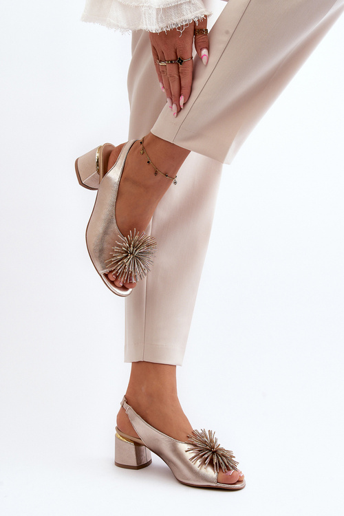 Leather Sandals with Ornament Laura Messi 2719 Gold