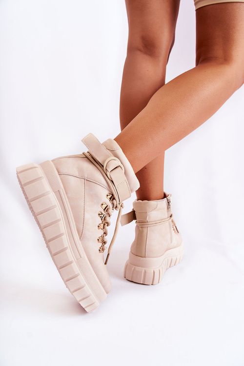 Fashionable Women's Ankle Boots Light Beige La Blanca