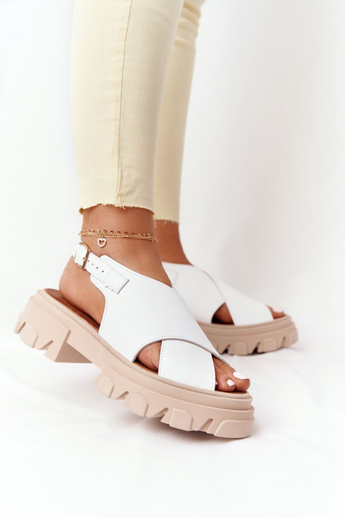 Leather Sandals On The Platform Lewski Shoes 3018-0 White