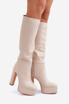 Heeled And Platform Boots Made Of Eco Leather Light Beige Felilorn
