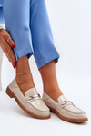 Women's Patent Leather Beige Loafers Nurea