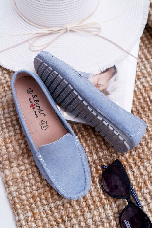 Women's Moccasins Suede Leather Blue Tenzion