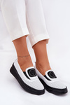 Ladies Leather Moccasins On Platform And Wedge White Vinceza 79522