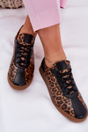 Women's Leather Sports Shoes With Leopard Print Laura 2935 Brown