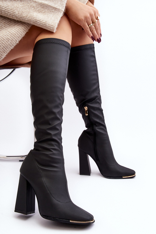 Women's High Heel Black Boots Rishabh