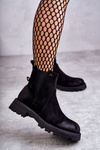 Suede Warm Boots On A Flat Heel Black Salome
