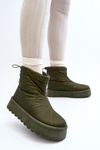 Women's snow boots on a chunky platform green Fionia