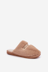 Ladies Slippers With Fur And Text Brown Kalelia