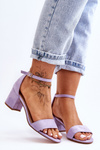 Suede Classic Low Heel Sandals Purple Honeymoon 