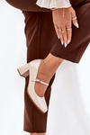 Lacquered high heels with strap and buckle beige Tammirea