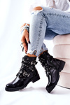 Leather Strapless Boots Black Kepherine