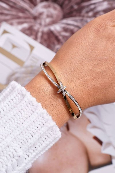 Women's Steel Bracelet With Zircons Gold Fergu