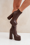Boots On Massive Platform And Heel Insulated Chocolate Selahra