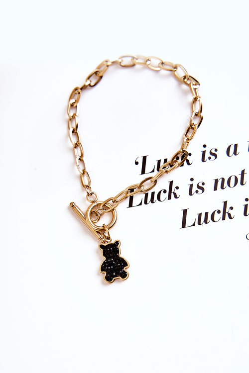 Women's Bracelet Teddy Bear With Zirconia Gold Cubic 