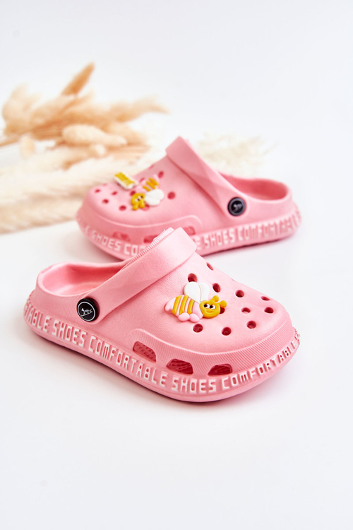 Children's Light Slippers Crocs With Decoration Pink Bertis