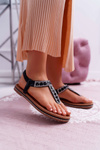 Women's Flat Slip-on Zirconia Sandals Black Mabellena