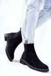 Suede Slipper Boots with Pearls Black Jilanna