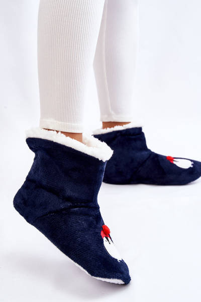 Women's Slippers Warm Slippers With Penguins Navy blue