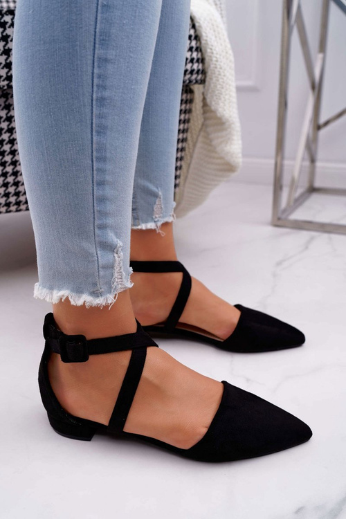 Women's Suede Pointed Ballerinas Black Vontare