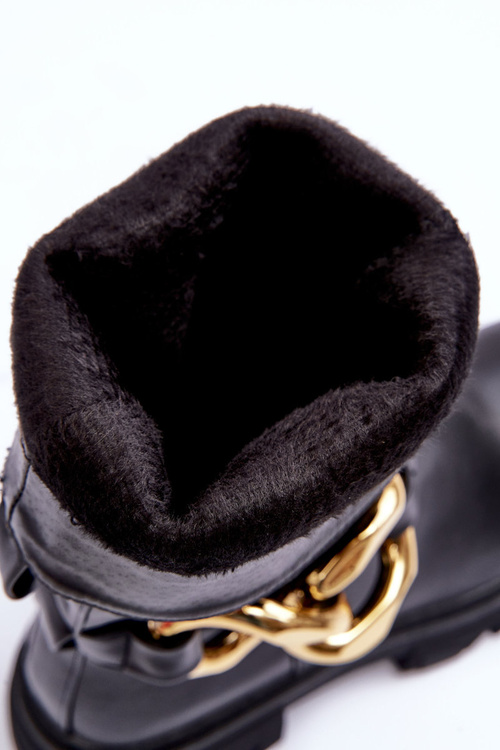 Leather Ankle Boots on a Flat Heel Black Diominna