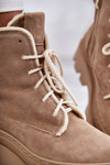 Suede Warm Lace Up Boots Beige Elisabeth