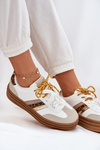 Womens Platform Sneakers With Double Lacing Leopard Print White Niteria