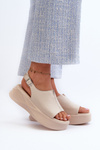 Women's Leather Platform Sandals D&A SJ2301-2 Beige