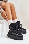 Women's Snow Boots On Platform With Lacing Black Riaviana