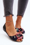 Women's Rubber Ballerina Flats with Flowers Black Junikla