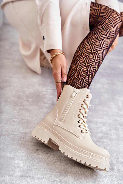 Women's Warm Leather Boots Light Beige Dorchen