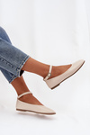 Women's Ballerinas with Strap and Buckle Beige Janelor