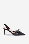 Lace Stiletto Heels With Open Back Black Annivirae