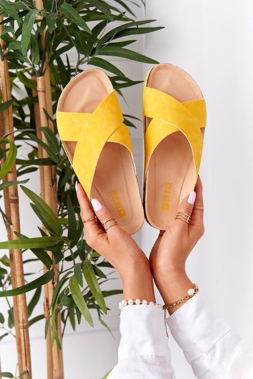 Leather Profiled Slippers Big Star HH274596 Yellow