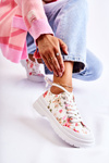 Low Sneakers Tied With Flowers White Amissa
