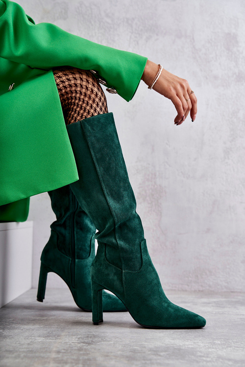 Kozaki Damskie Słupek Do Kolana Zielone Truly Love