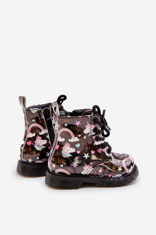 Children's insulated boots with zipper unicorns black Tiptop