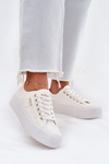 Trampki Damskie Materiałowe Z Koronką Białe Lee Cooper LLCW-25-31-3438L