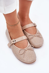 Embellished ballerinas with bow and strap beige Zdivisa