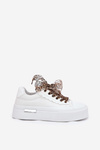 Women's sneakers on a chunky platform with decorative lacing white Zidora