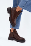 Insulated Low Women's Ankle Boots With Decoration On Zipper Brown Lavira