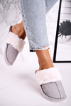 Women's Slippers With Fur Grey Homely