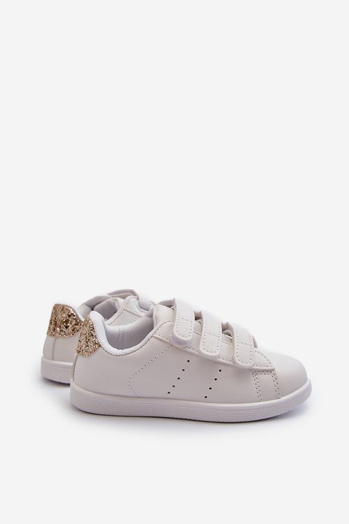 Children's Sneakers With Velcro White-Rose Gold Cute Girl