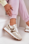 Damskie Buty Sportowe Sneakersy Panterka Beżowe Kalelia 