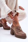 Women's Suede Half Boots on Heel Beige Dunadia