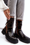 Women's Glossy Leather Boots With Zippers Maciejka 06238-18 Black