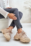 Women's Sneakers on Chunky Sole Beige Amoserna