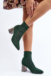 Shiny Ankle Boots with Block Heel Green Sognota